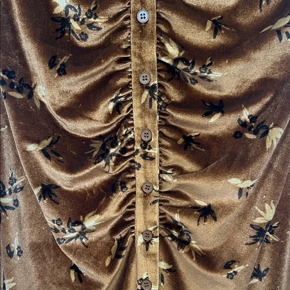 House of Harlow Revolved Crushed Velvet Floral Button Down Mini Dress - Picture 4 of 7